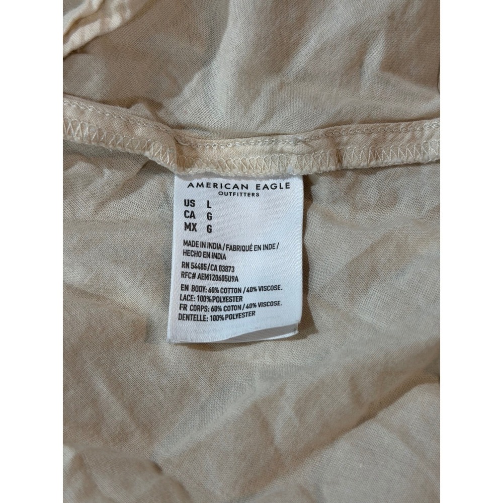 American Eagle Ditsy Floral Lace Trim Tiered Mini Dress Cream Womens Large - Picture 10 of 10